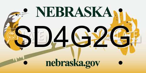 SD4G2G Nebraska License Plate