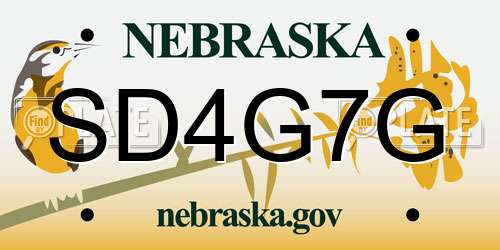 SD4G7G Nebraska License Plate