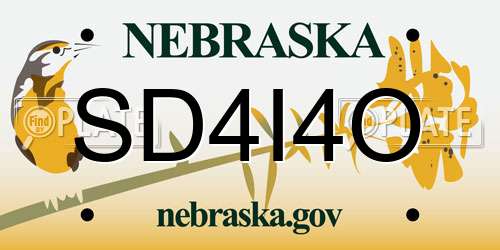 SD4I4O Nebraska License Plate