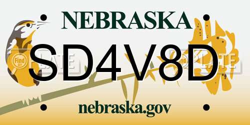 SD4V8D Nebraska License Plate