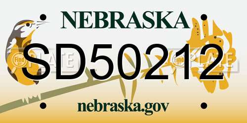 SD50212 Nebraska License Plate