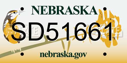 SD51661 Nebraska License Plate