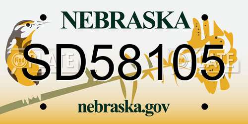 SD58105 Nebraska License Plate