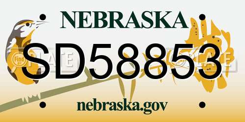 SD58853 Nebraska License Plate