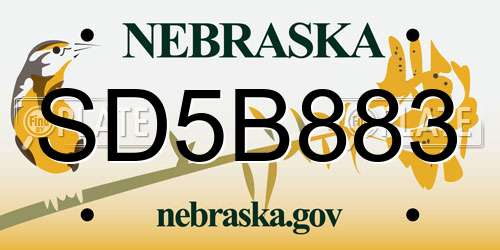 SD5B883 Nebraska License Plate