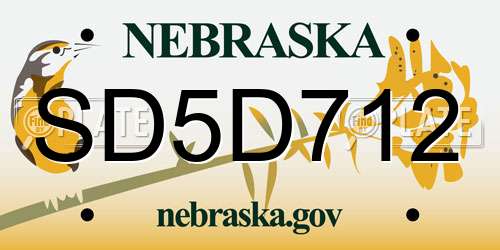 SD5D712 Nebraska License Plate