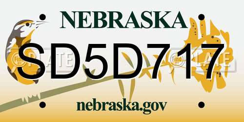 SD5D717 Nebraska License Plate