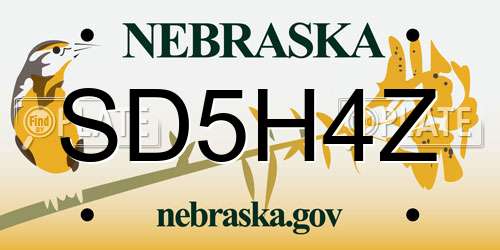 SD5H4Z Nebraska License Plate