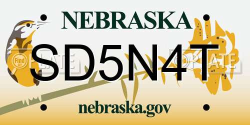 SD5N4T Nebraska License Plate