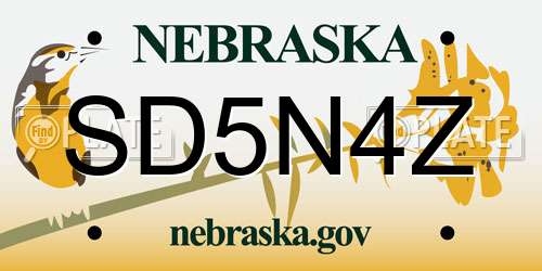 SD5N4Z Nebraska License Plate