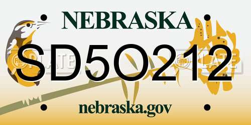 SD5O212 Nebraska License Plate