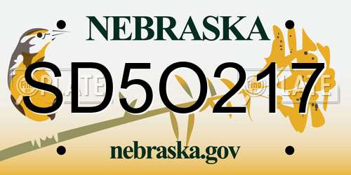 SD5O217 Nebraska License Plate