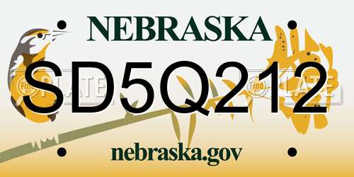 SD5Q212 Nebraska License Plate