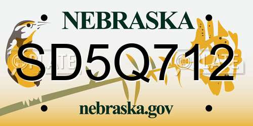 SD5Q712 Nebraska License Plate