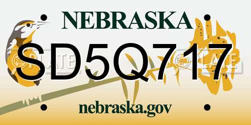 SD5Q717 Nebraska License Plate