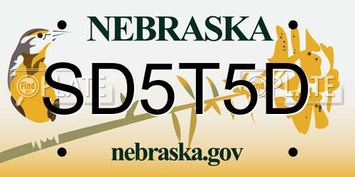 SD5T5D Nebraska License Plate