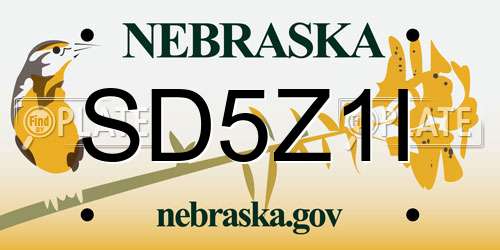 SD5Z1I Nebraska License Plate
