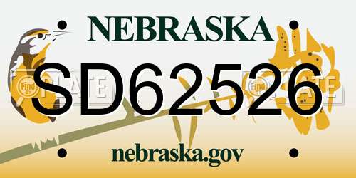 SD62526 Nebraska License Plate