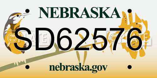 SD62576 Nebraska License Plate