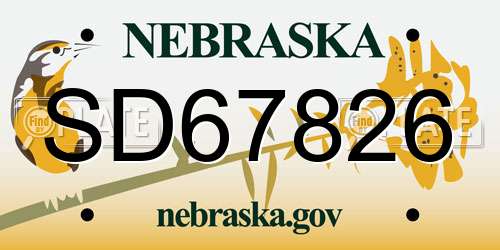 SD67826 Nebraska License Plate