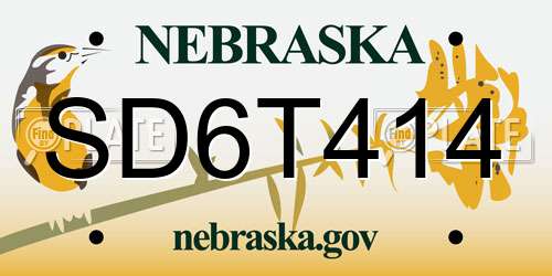 SD6T414 Nebraska License Plate