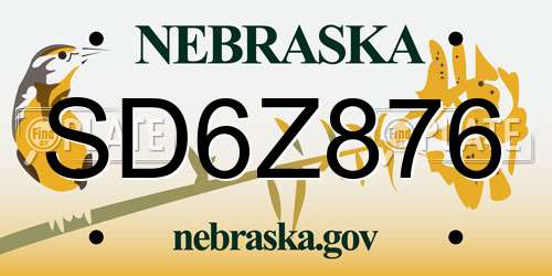 SD6Z876 Nebraska License Plate