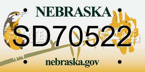 SD70522 Nebraska License Plate
