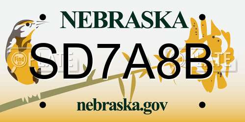 SD7A8B Nebraska License Plate
