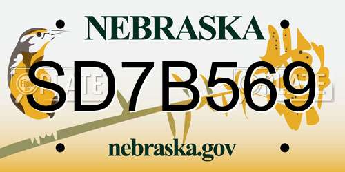 SD7B569 Nebraska License Plate