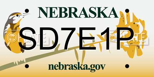 SD7E1P Nebraska License Plate