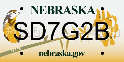 SD7G2B Nebraska License Plate