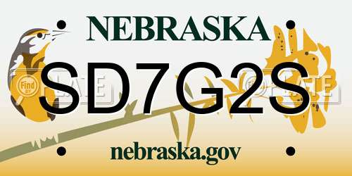 SD7G2S Nebraska License Plate