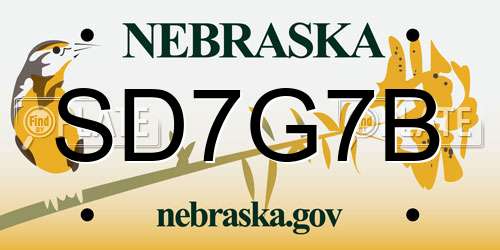 SD7G7B Nebraska License Plate