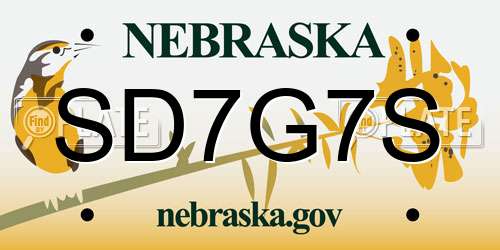 SD7G7S Nebraska License Plate