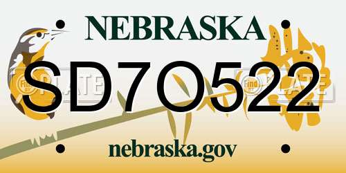 SD7O522 Nebraska License Plate