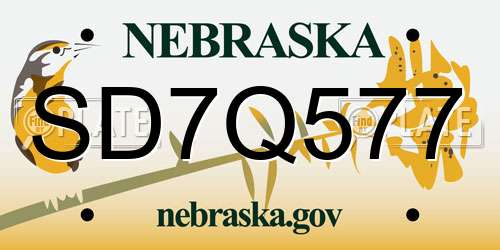 SD7Q577 Nebraska License Plate
