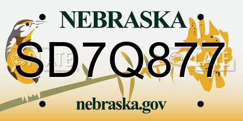 SD7Q877 Nebraska License Plate