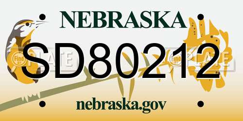 SD80212 Nebraska License Plate