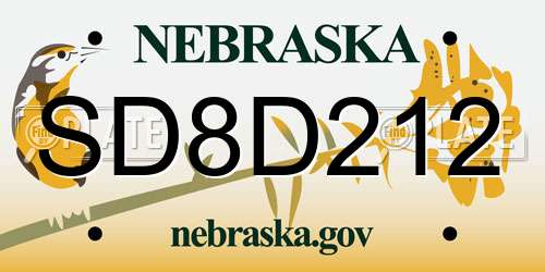 SD8D212 Nebraska License Plate