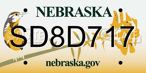 SD8D717 Nebraska License Plate