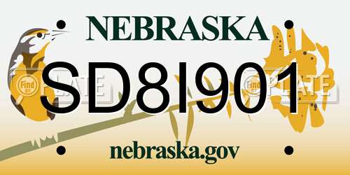 SD8I901 Nebraska License Plate