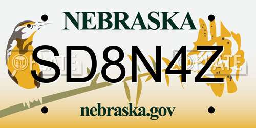 SD8N4Z Nebraska License Plate