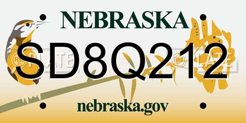 SD8Q212 Nebraska License Plate