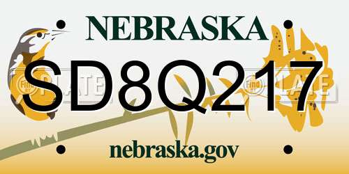 SD8Q217 Nebraska License Plate