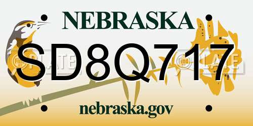 SD8Q717 Nebraska License Plate