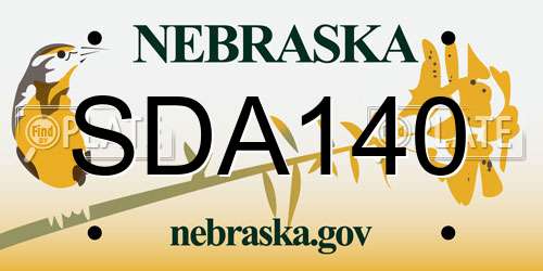 SDA140 Nebraska License Plate