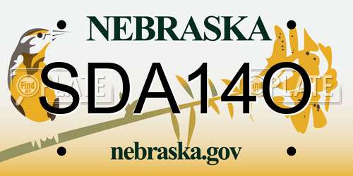 SDA14O Nebraska License Plate