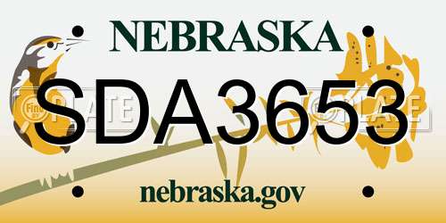 SDA3653 Nebraska License Plate