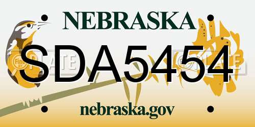 SDA5454 Nebraska License Plate