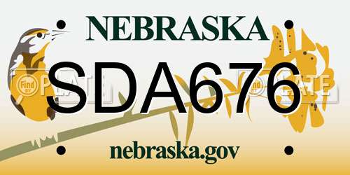 SDA676 Nebraska License Plate